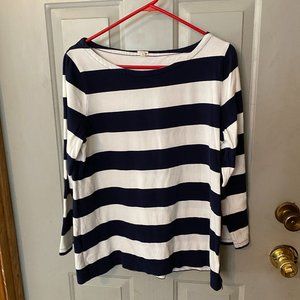 J.Crew Navy & White Striped Boatneck Top